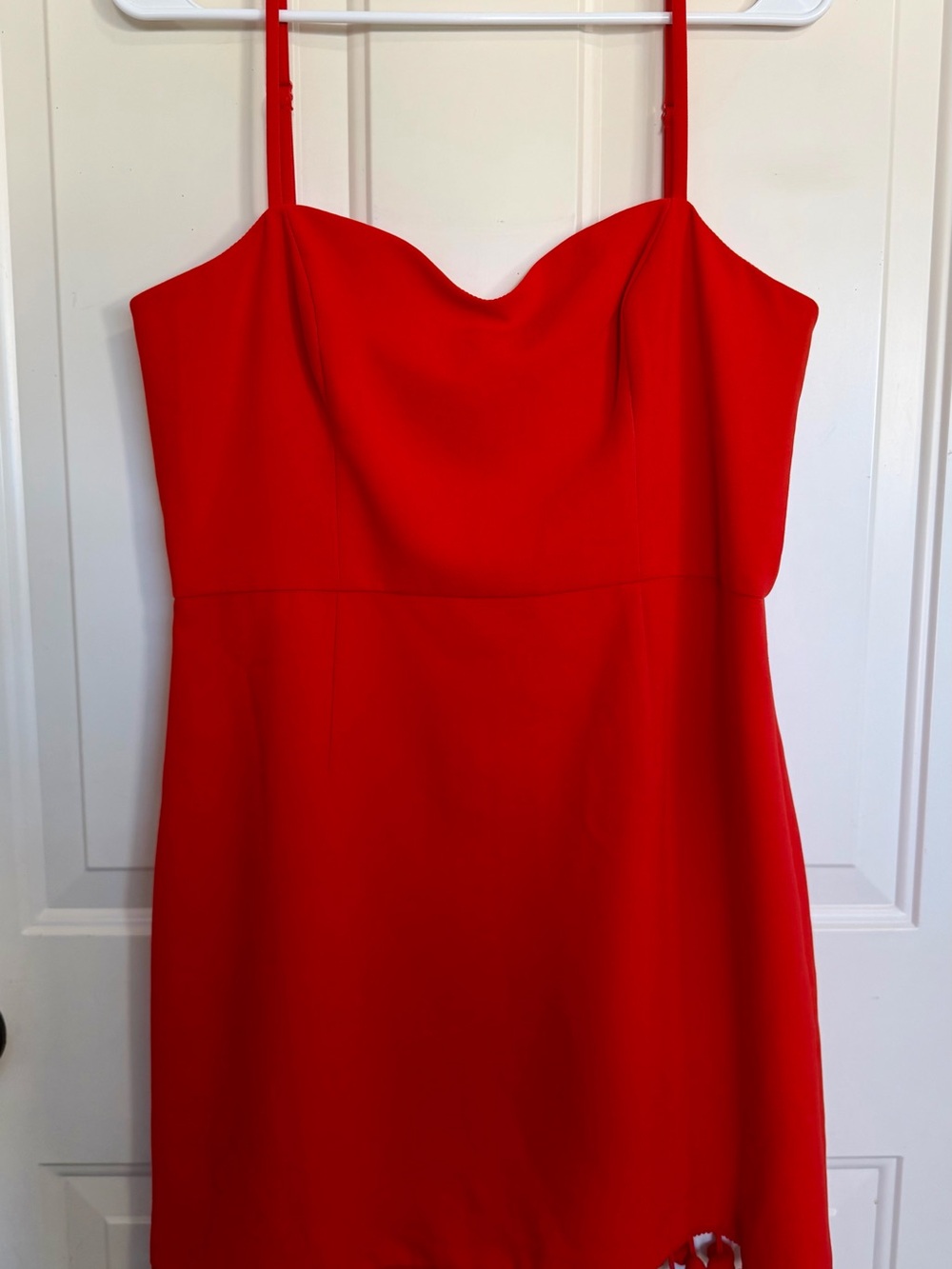 French Connection Red Pom Pom Trim Mini Dress NWT